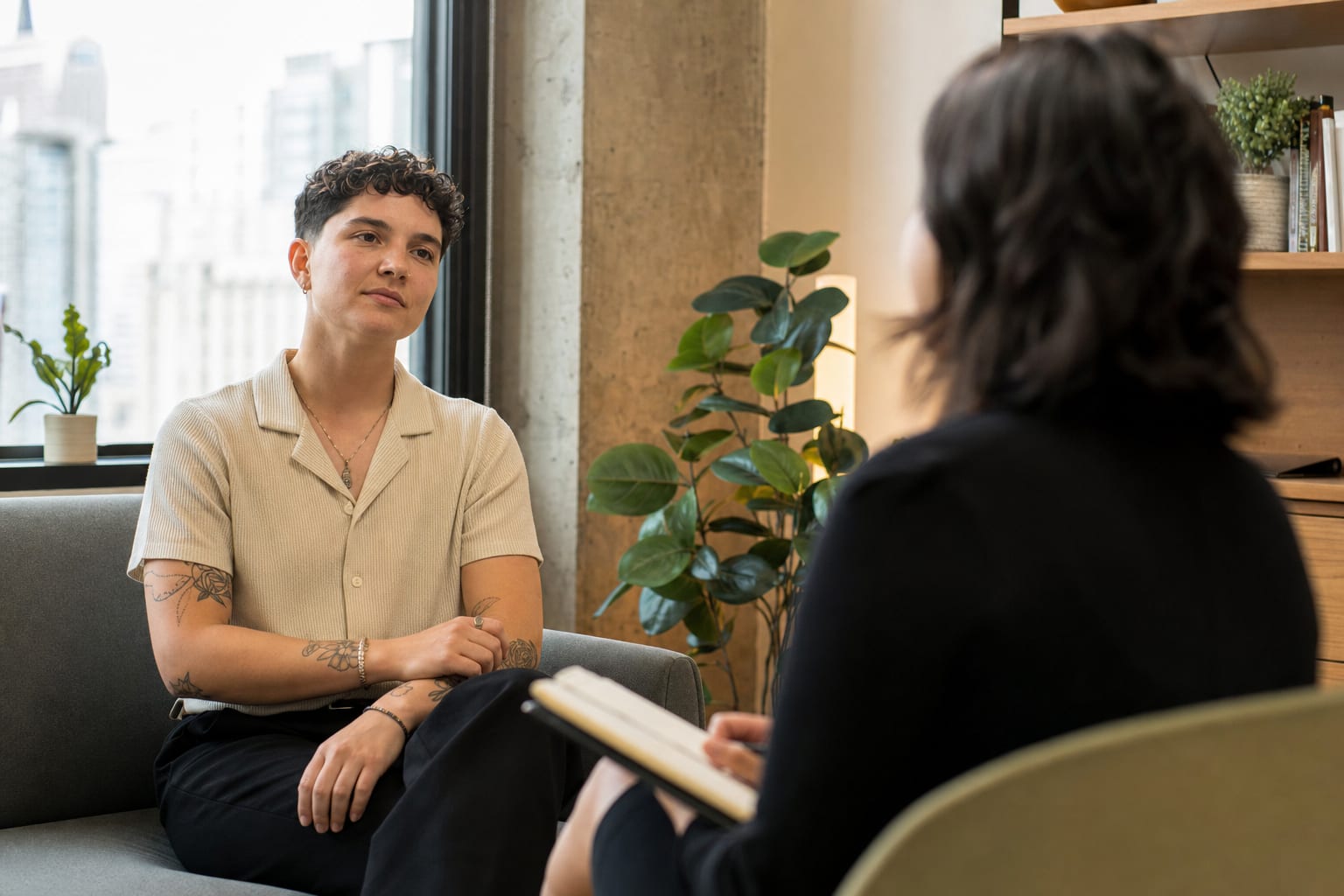 LGBTQ+ counseling in San Francisco, California — client in affirming LGBTQ+ therapy