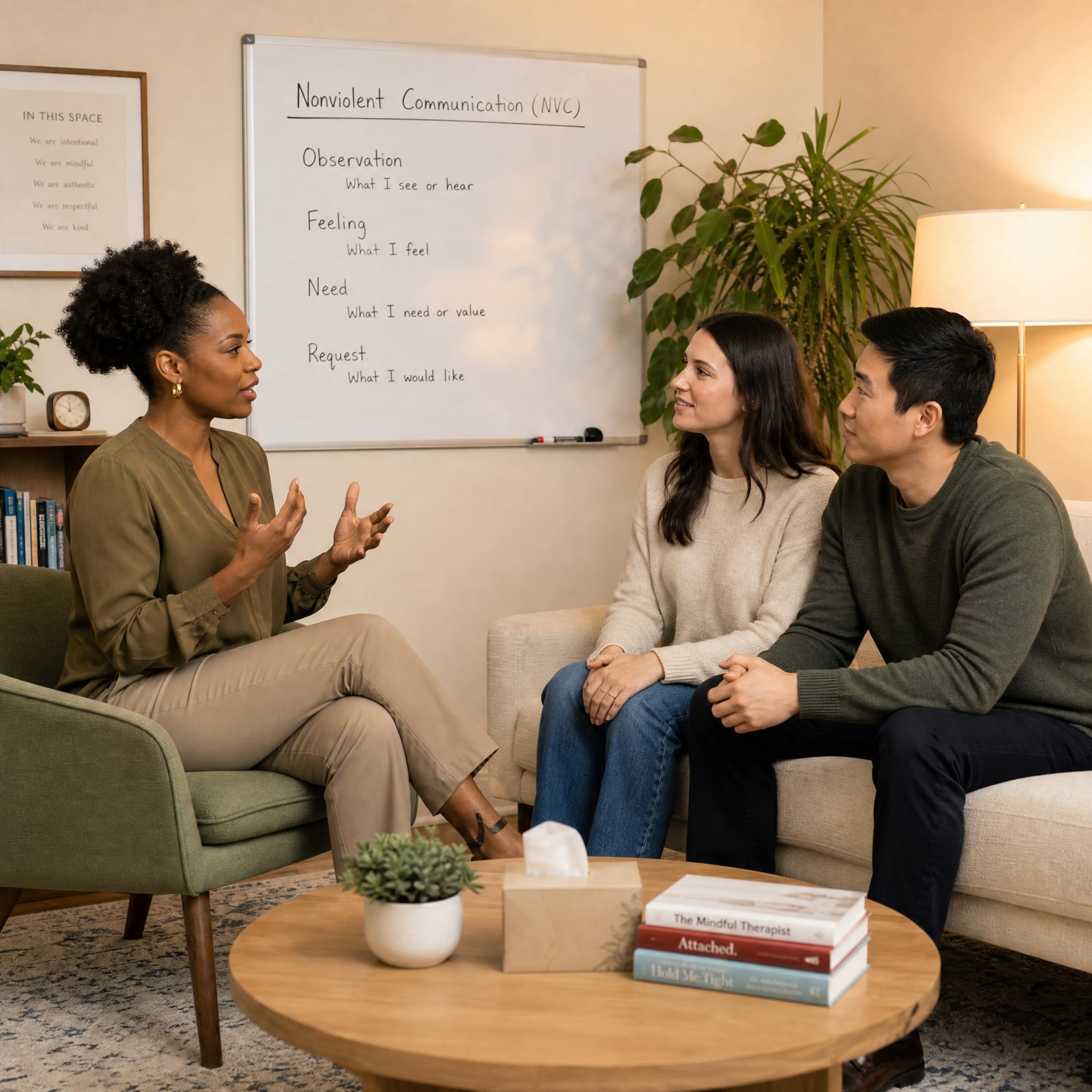 NVC therapist teaching assertiveness skills to couple in San Francisco near me in San Francisco, CA
