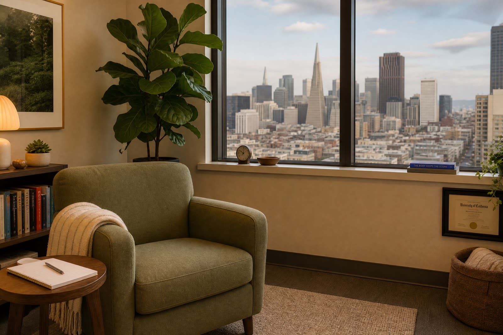 Bay Area CBT Center therapy office in San Francisco with skyline view