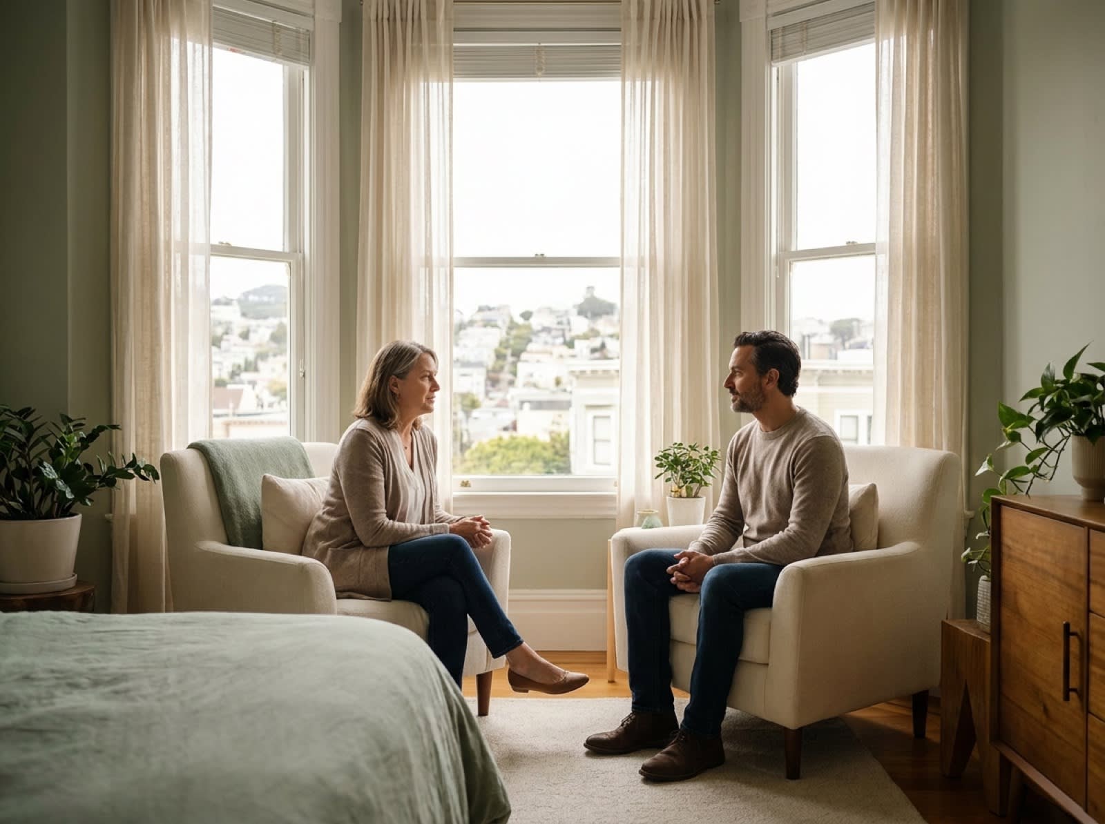Therapist and client discussing OCD treatment goals in session