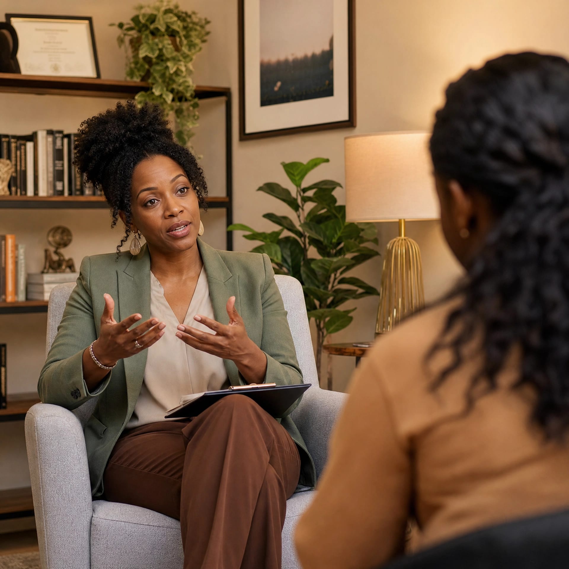 PE therapist in San Francisco reviewing trauma treatment plan with client near me in San Francisco, CA