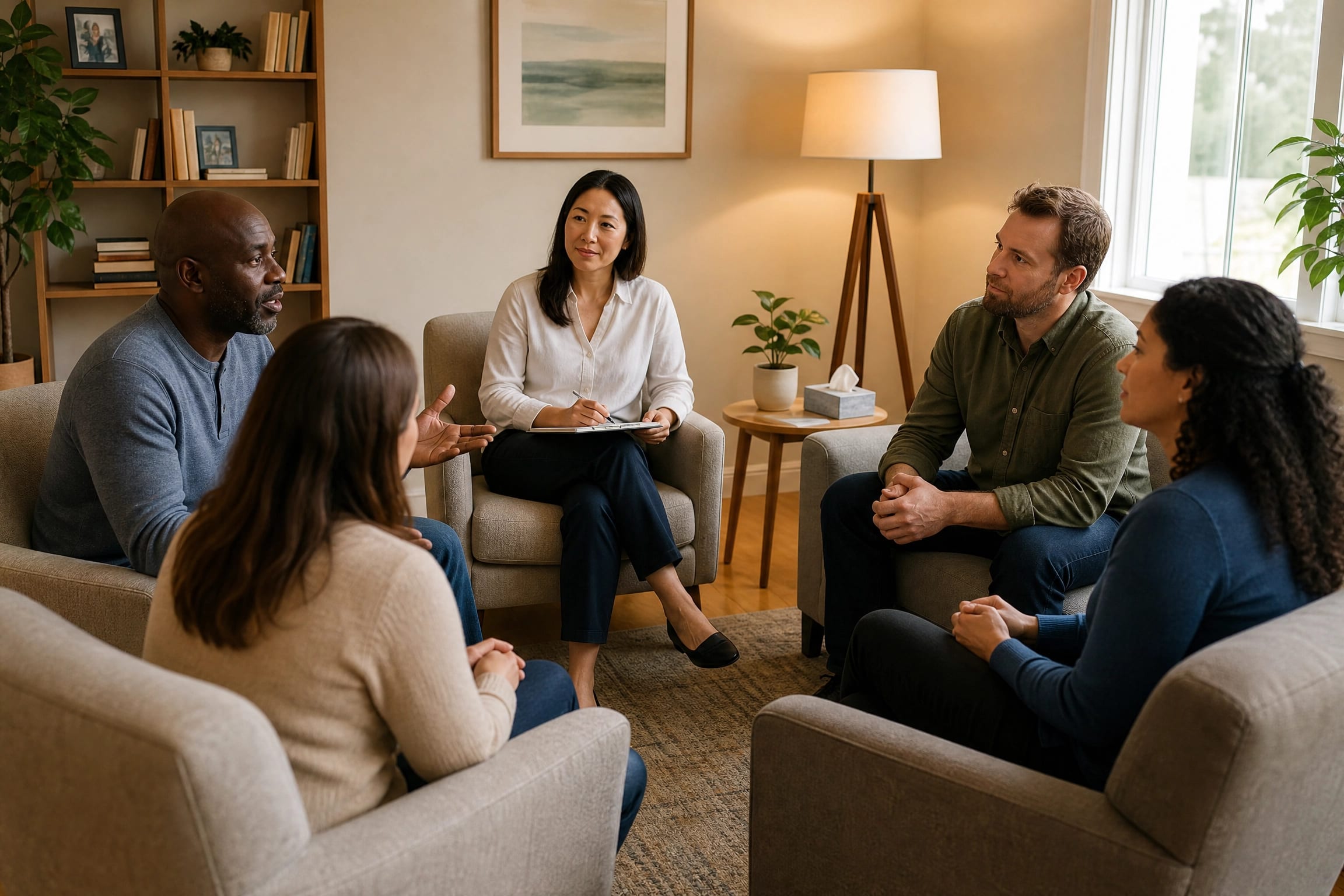 Trauma support group session with diverse participants in San Francisco, CA near me in San Francisco, CA