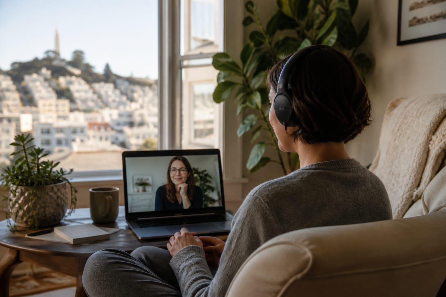 Online phobia therapy session via telehealth