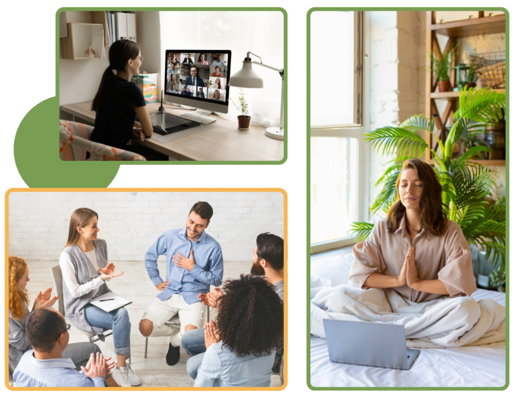 Curated support group experience with matched participants and expert facilitation.