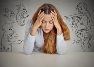a person struggling with negative anxious thoughts