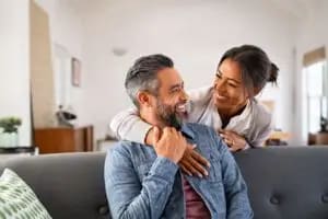 A couple talking, showing signs of secure attachment in adults