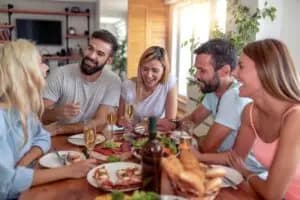 interdependent couple spending time with friends 