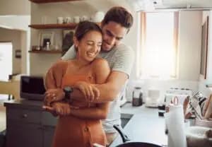A couple embracing, showing emotional intimacy and connection