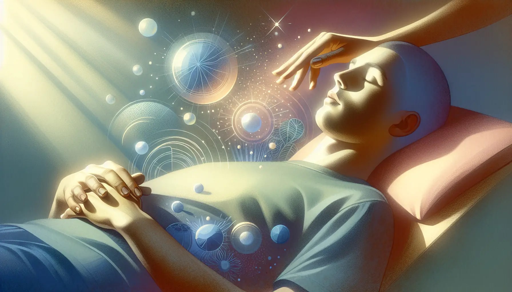 Illustration depicting a person overcoming sexual dysfunction with sensate focus therapy
