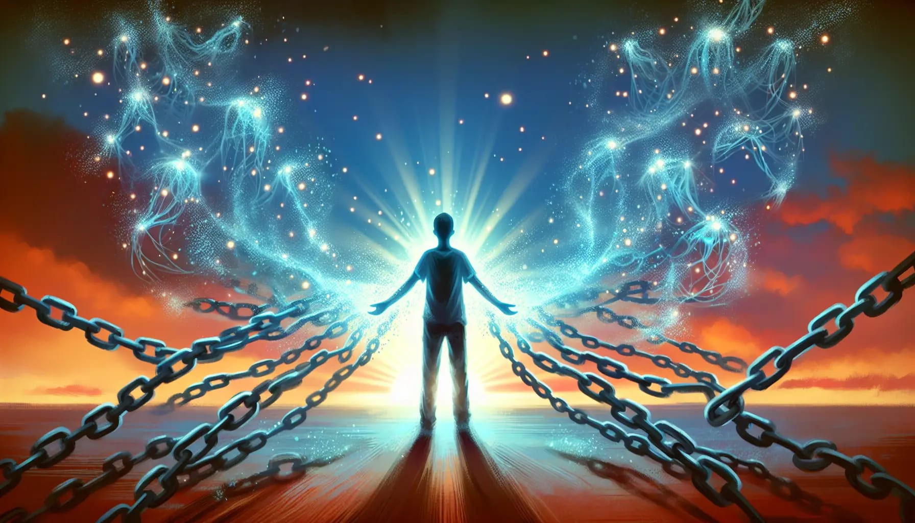 Illustration of a person breaking free from emotional chains