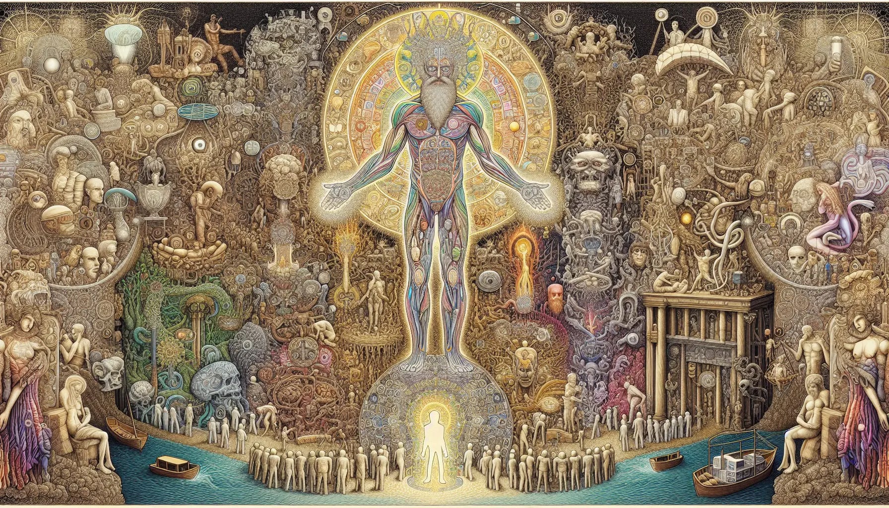 Illustration of diverse cultural symbols and influences