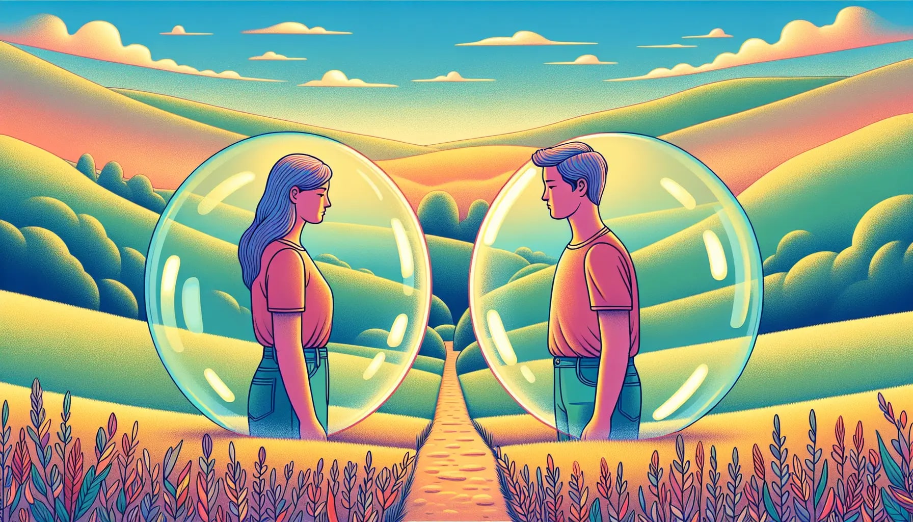 Illustration of establishing healthy boundaries in a relationship