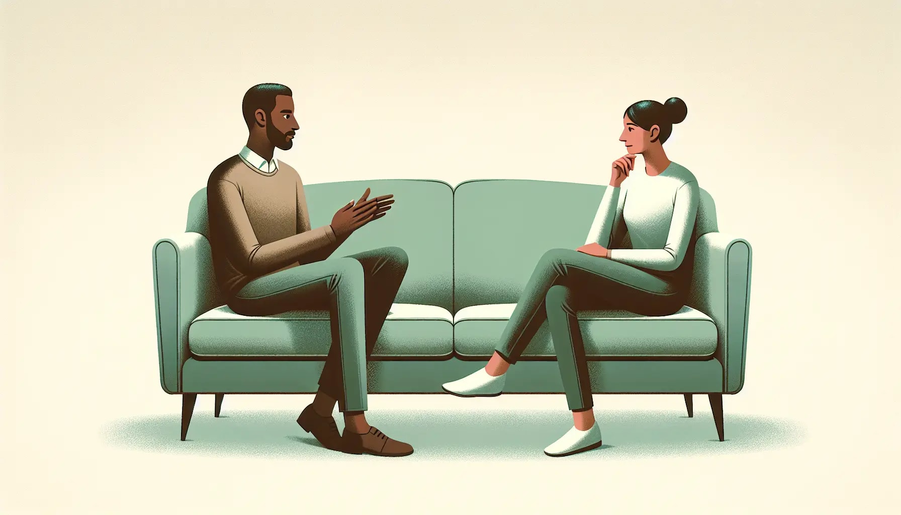 Couple resolving conflict peacefully