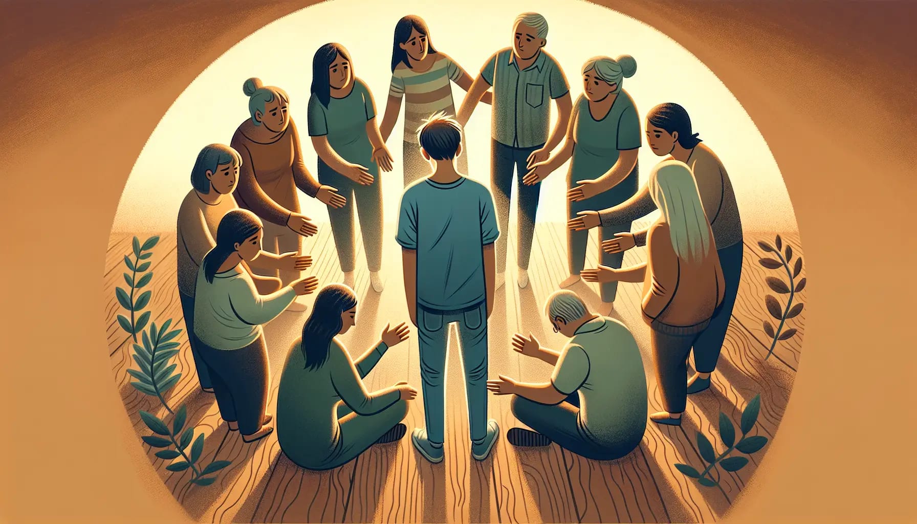 Illustration of seeking support from others to overcome burnout