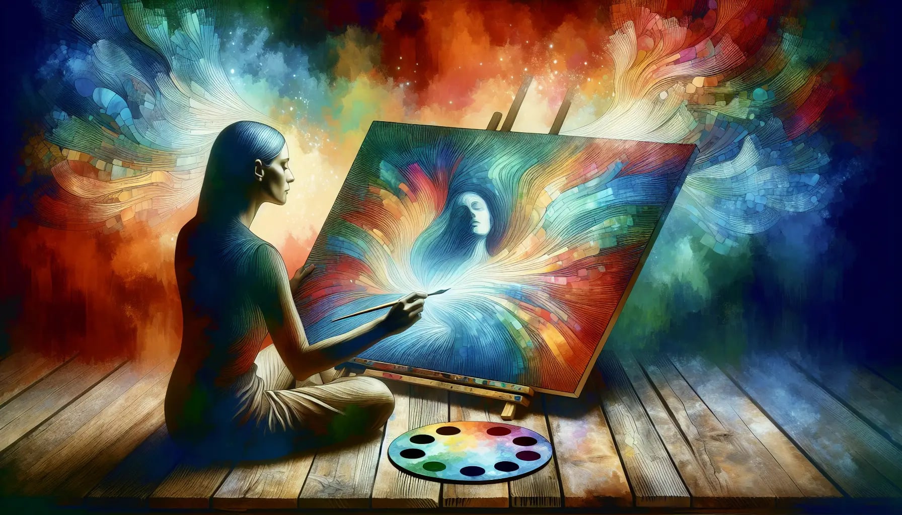 Illustration of a person engaging in art therapy