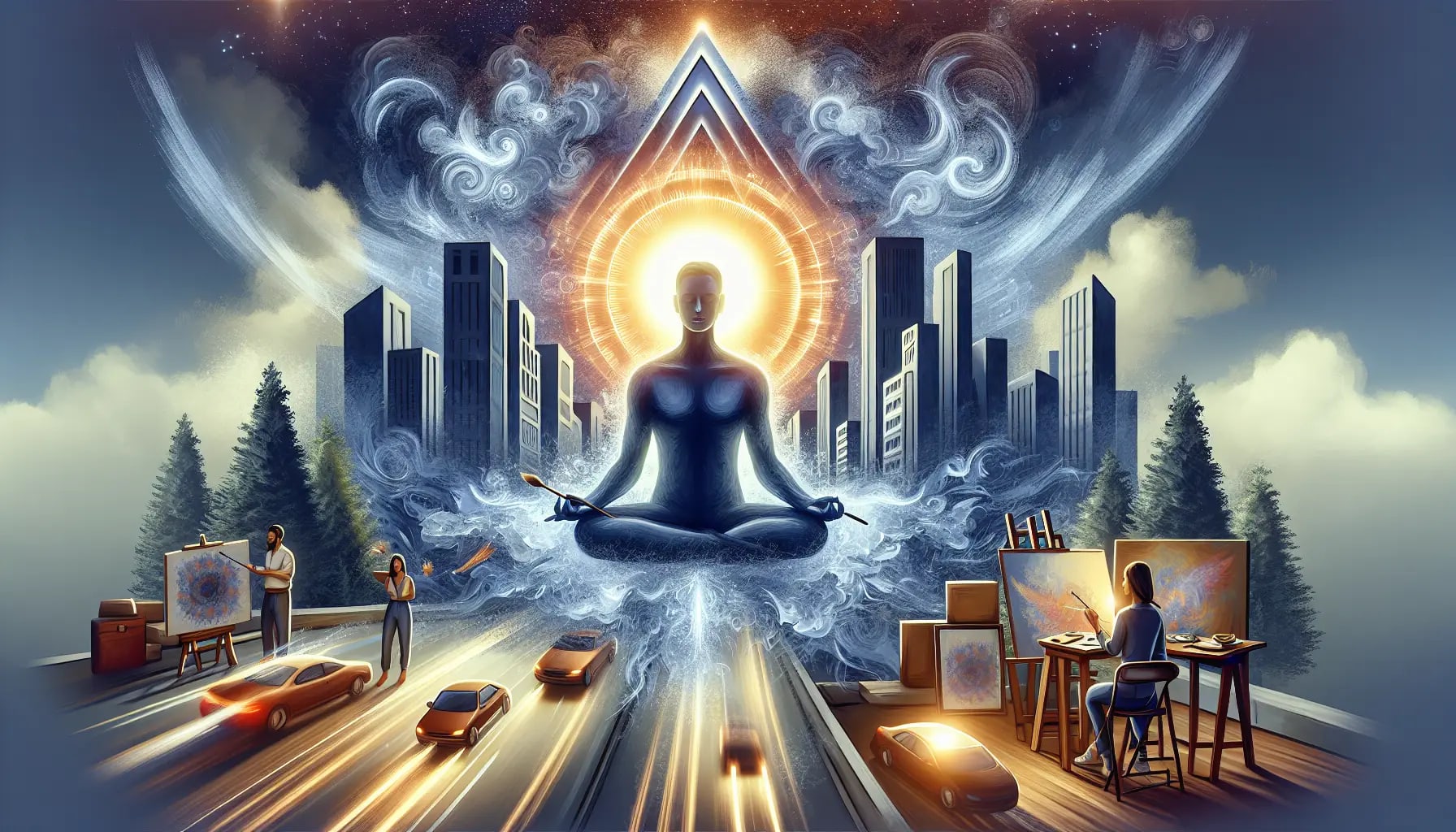 Illustration of integrating alpha meditation into daily life