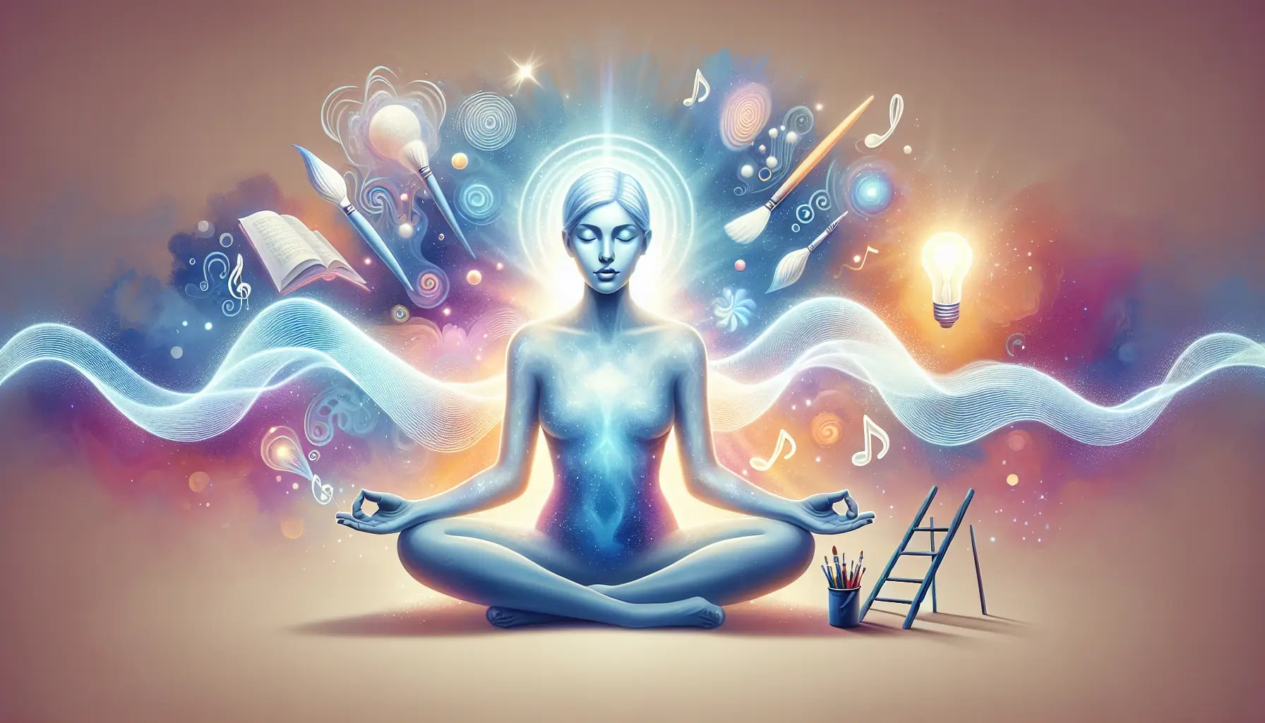 Illustration of person meditating in alpha state