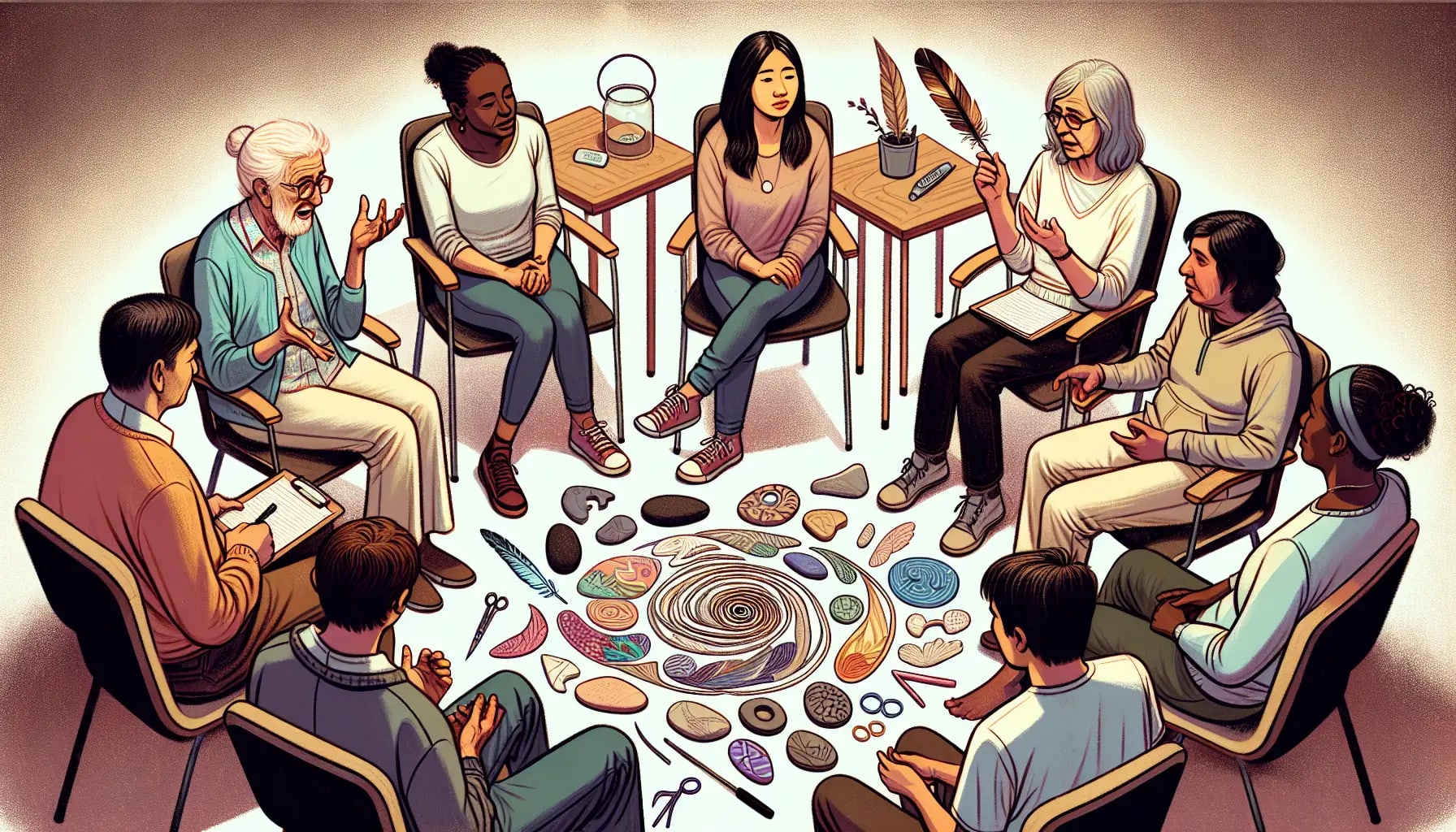 Diverse group participating in San Francisco ACT therapy session at Bay Area CBT Center
