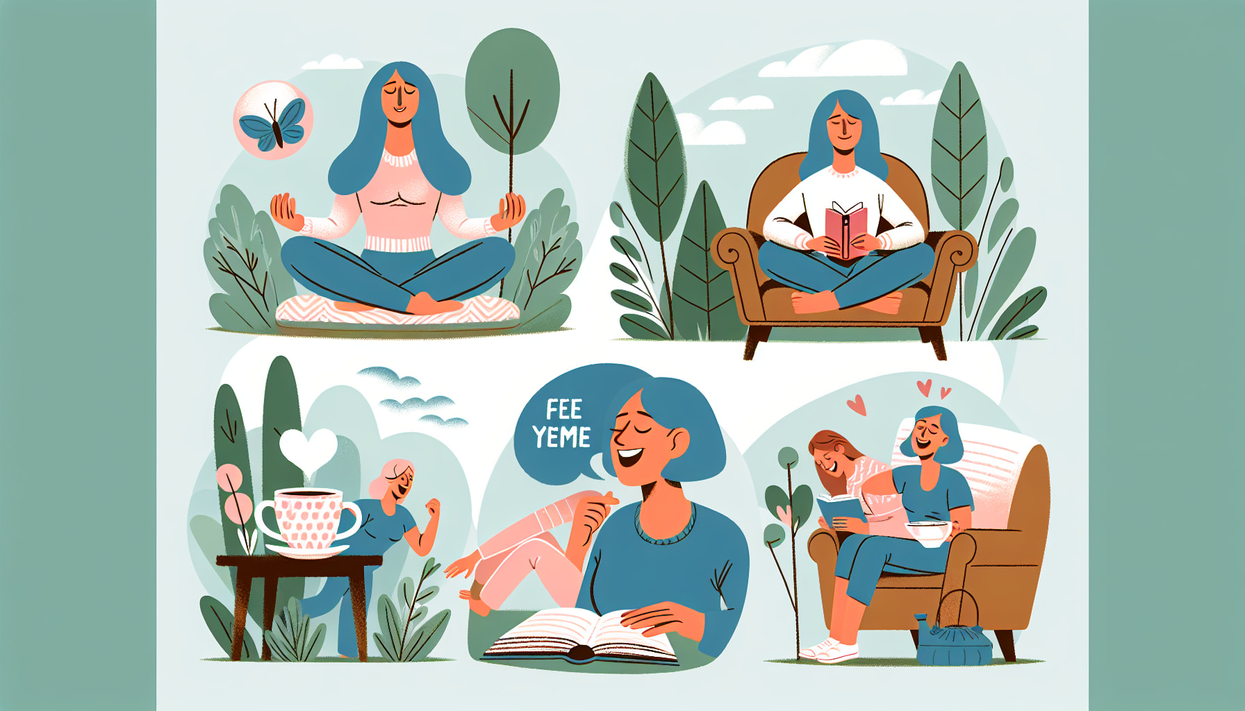 Illustration of a person practicing self-care