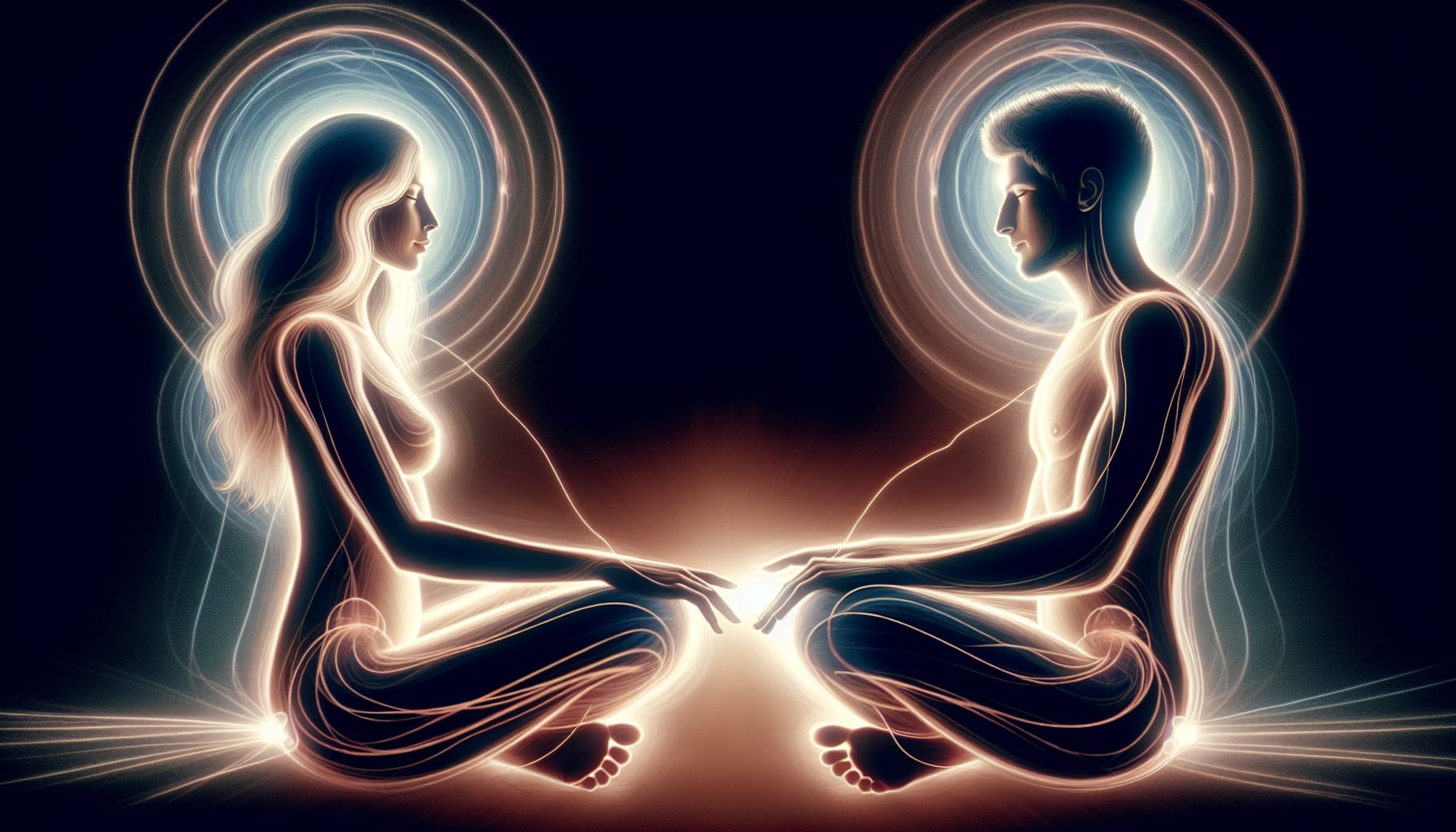 Artistic representation of partners practicing tantra meditation