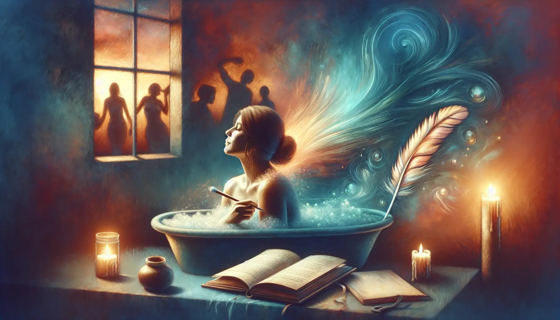 Artistic depiction of self-care strategies for emotional healing after a breakup