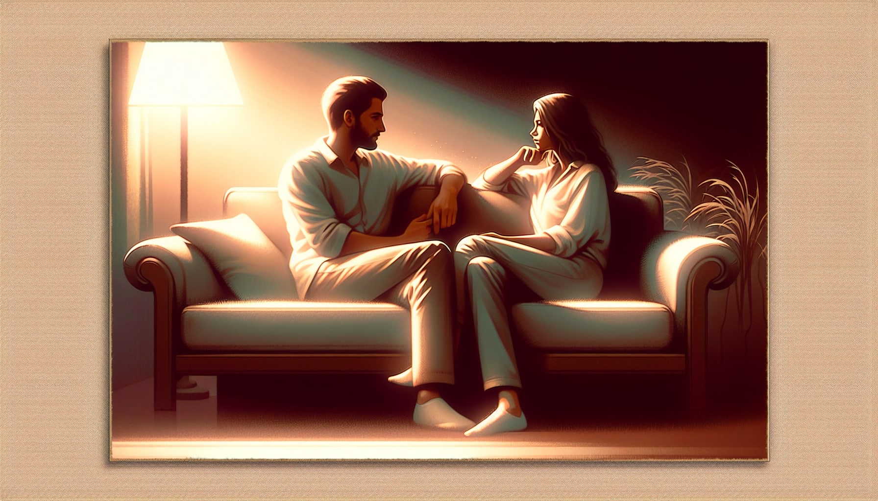 Illustration of a couple having a conversation