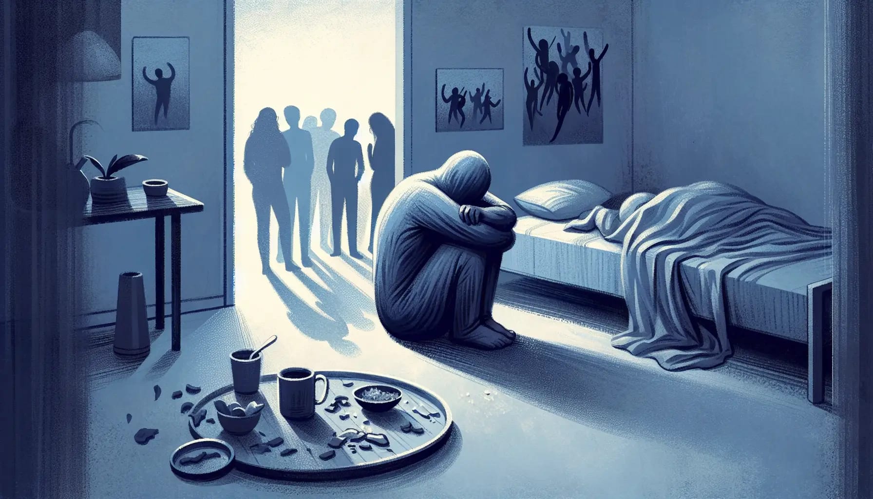 Illustration portraying the emotions of sadness and loneliness during a breakup