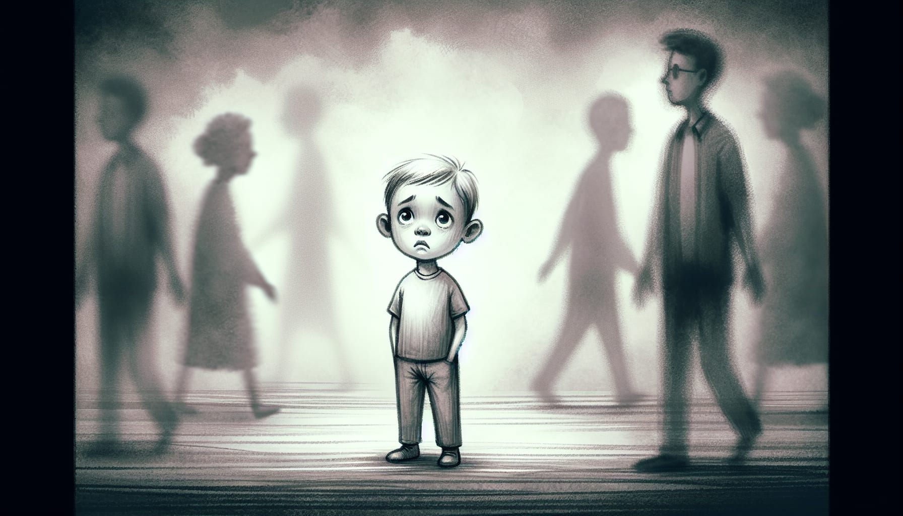 Illustration of a confused child with unclear boundaries