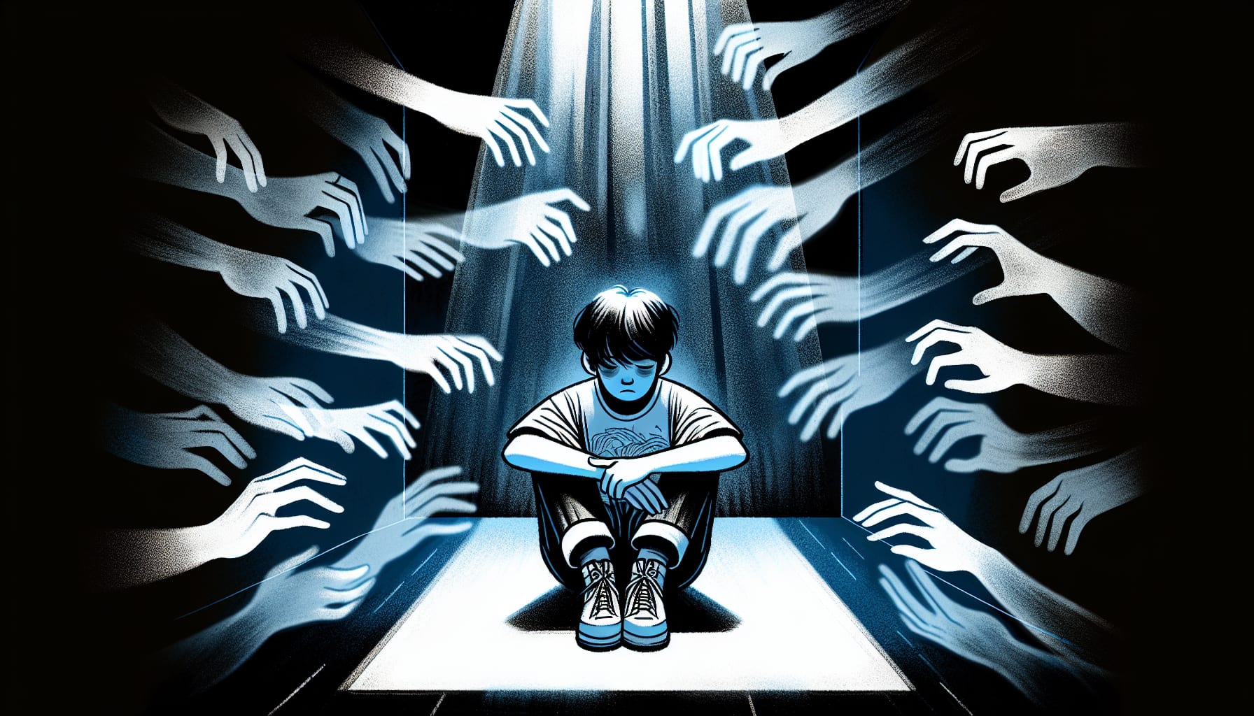 A person sitting with crossed arms, appearing overwhelmed