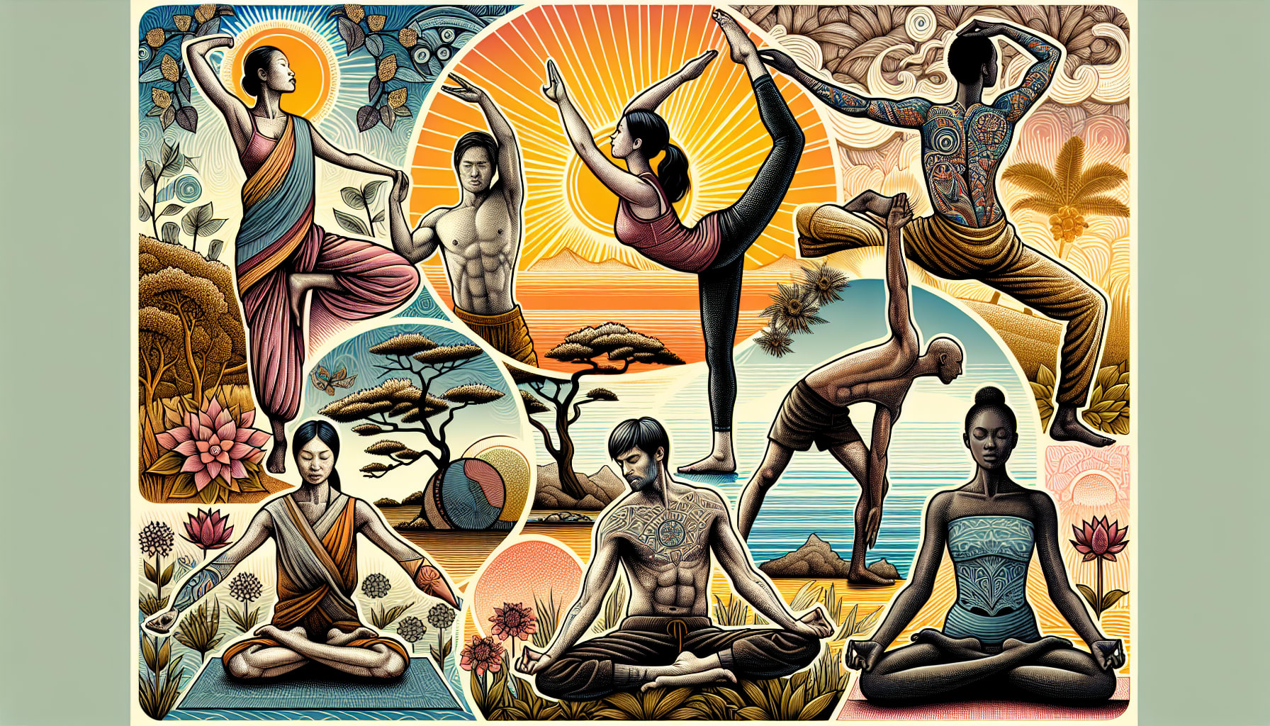 Illustration of yoga asanas