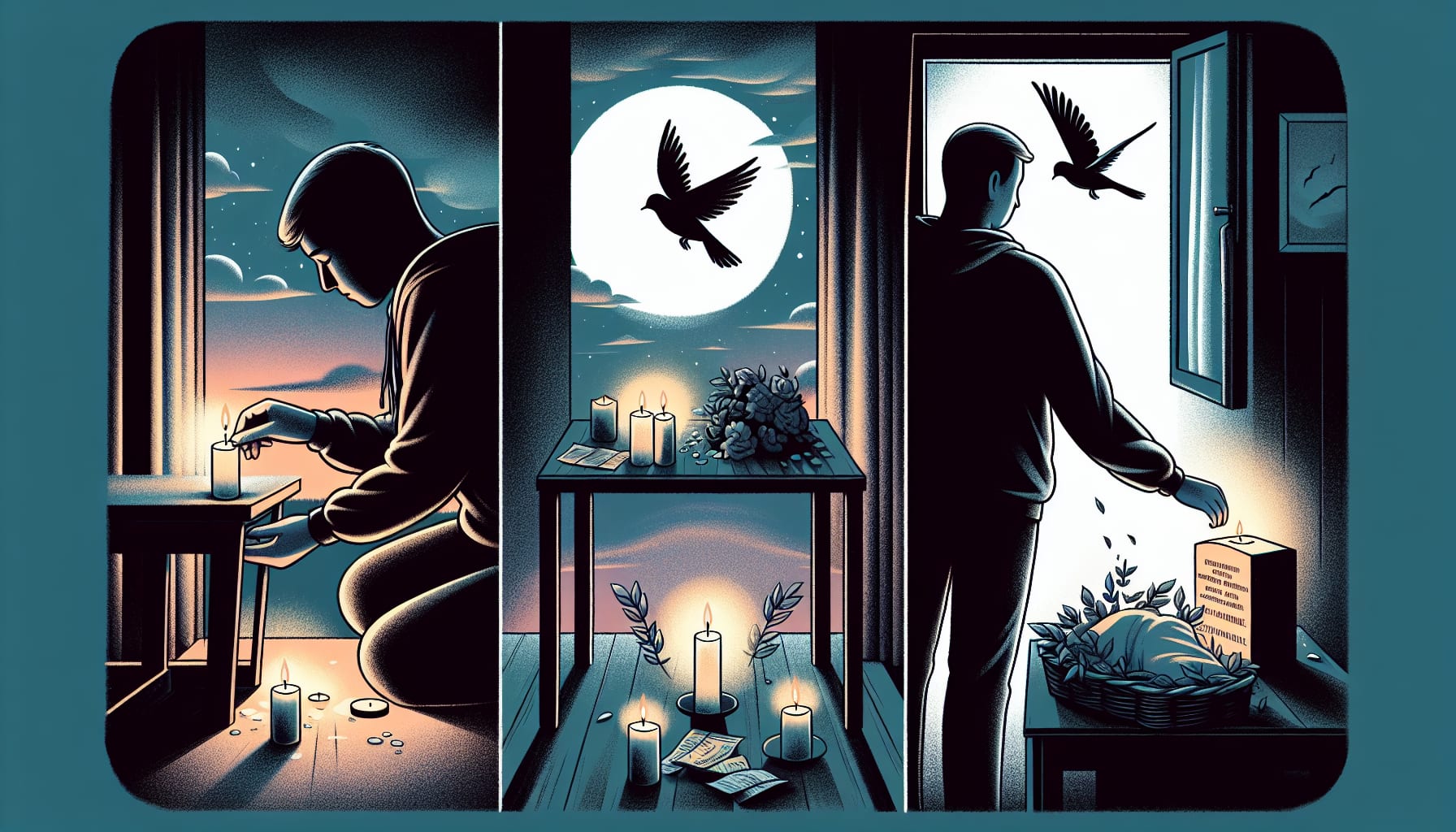 Illustration of a person integrating loss into life
