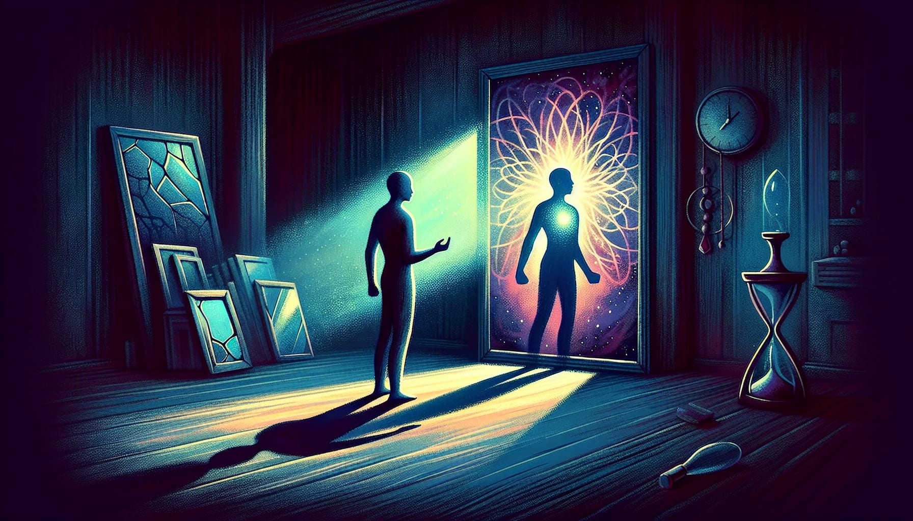 Illustration of inner dialogue with the shadow self