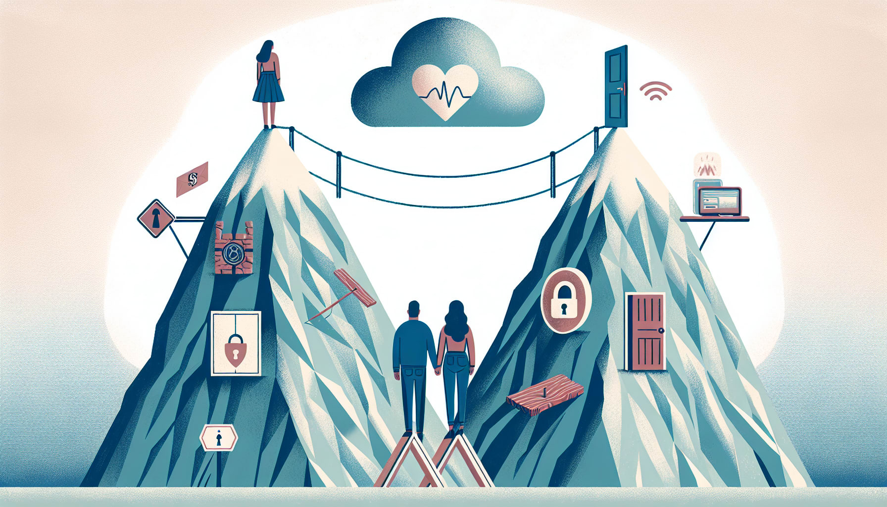 Illustration of common relationship hurdles in online therapy