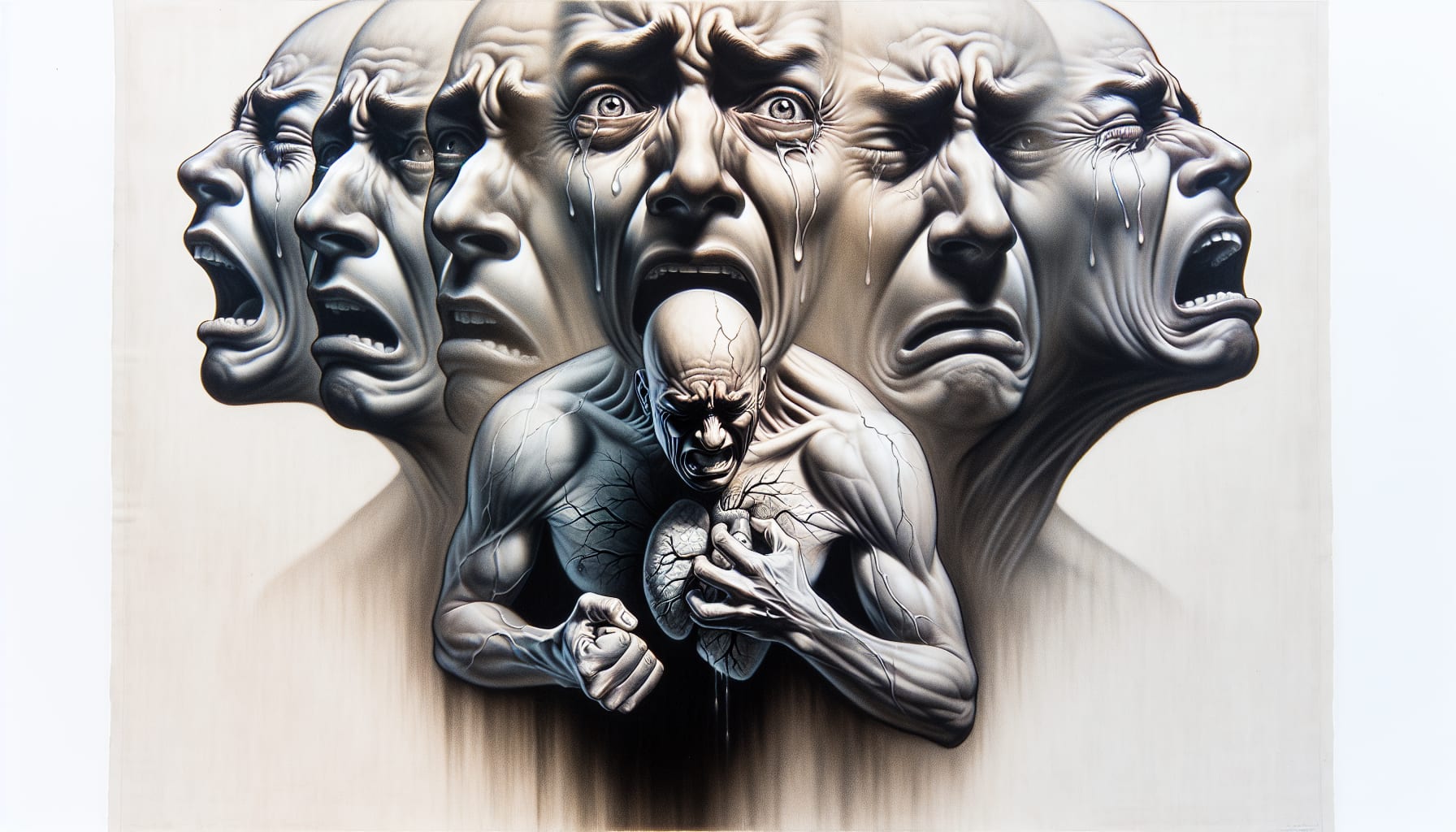 Illustration of a person experiencing a wide range of emotions