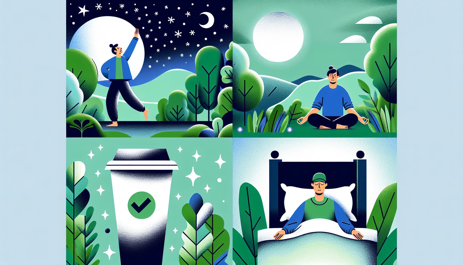 Illustration of lifestyle adjustments to support anxiety management