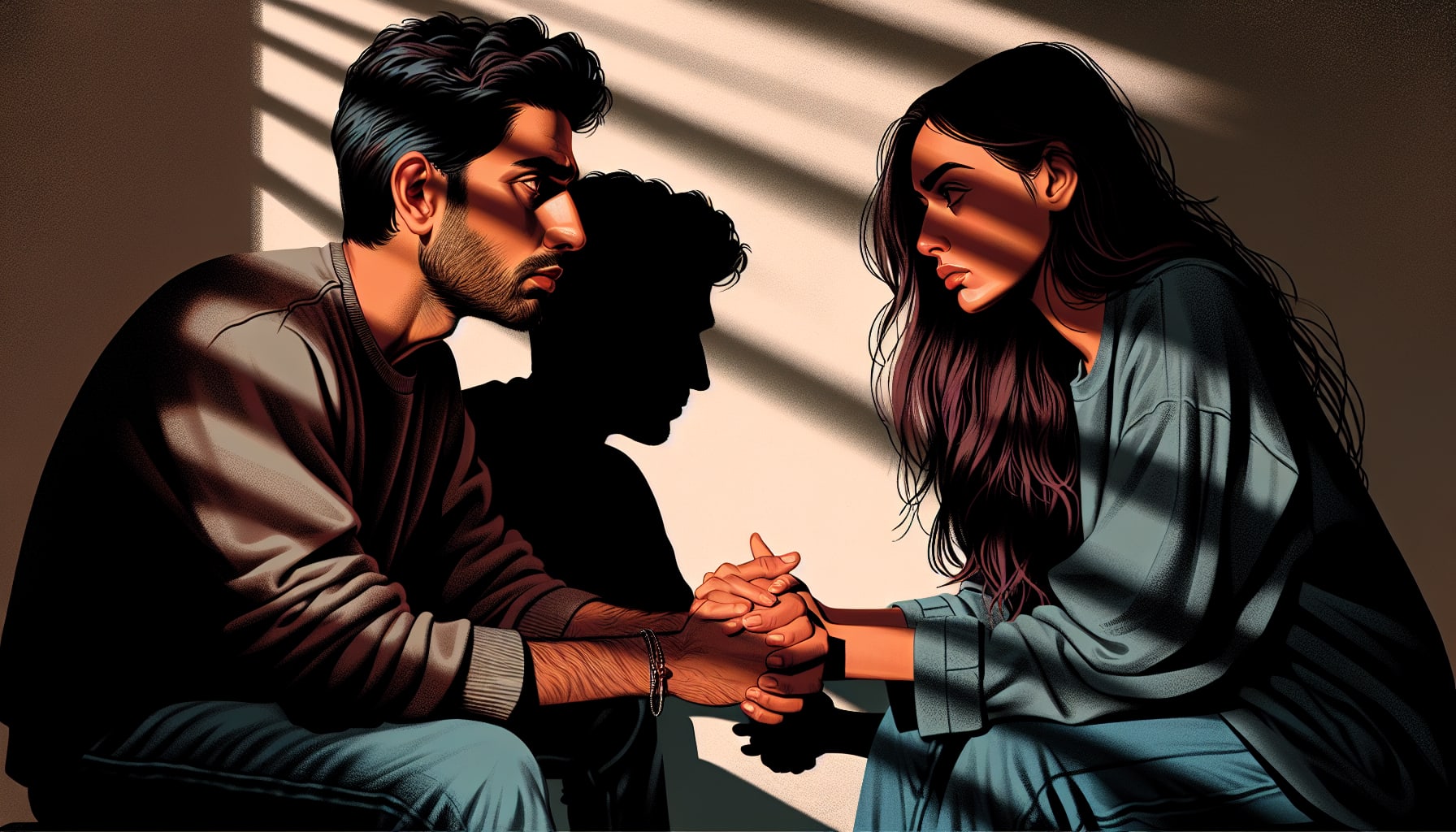 Illustration of a couple in a tense conversation