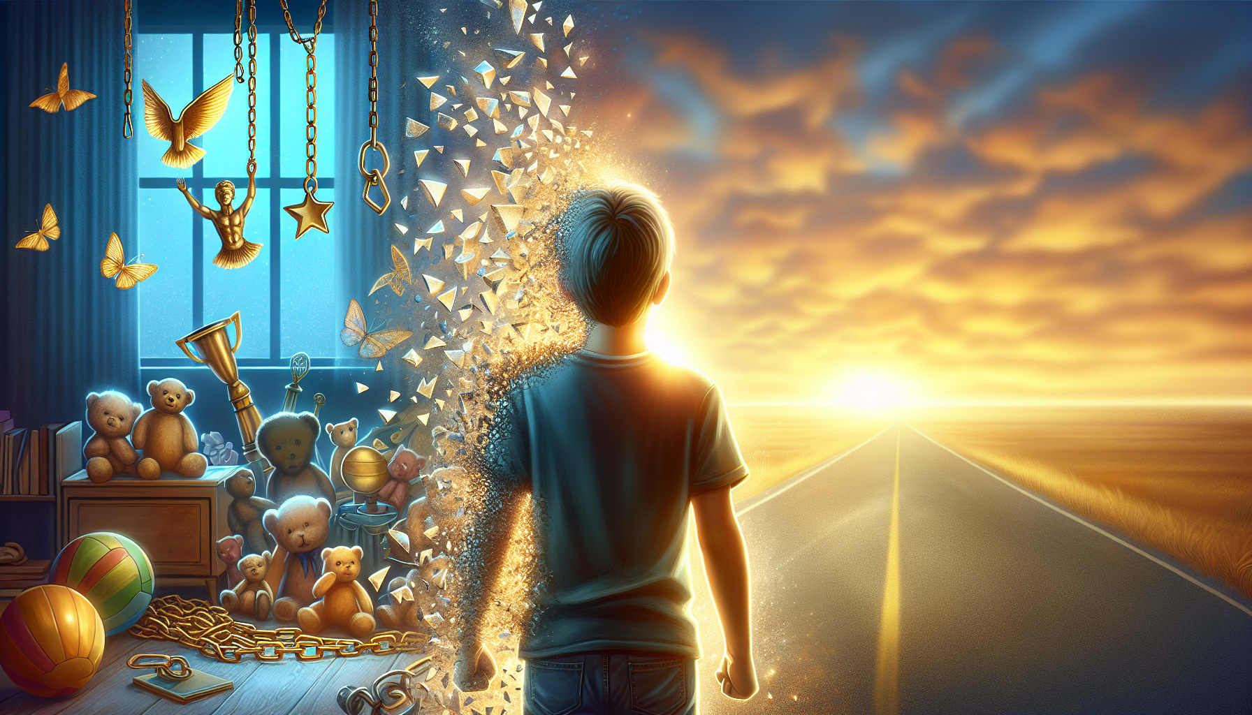 Illustration of a person breaking free from chains, representing transitioning to autonomy