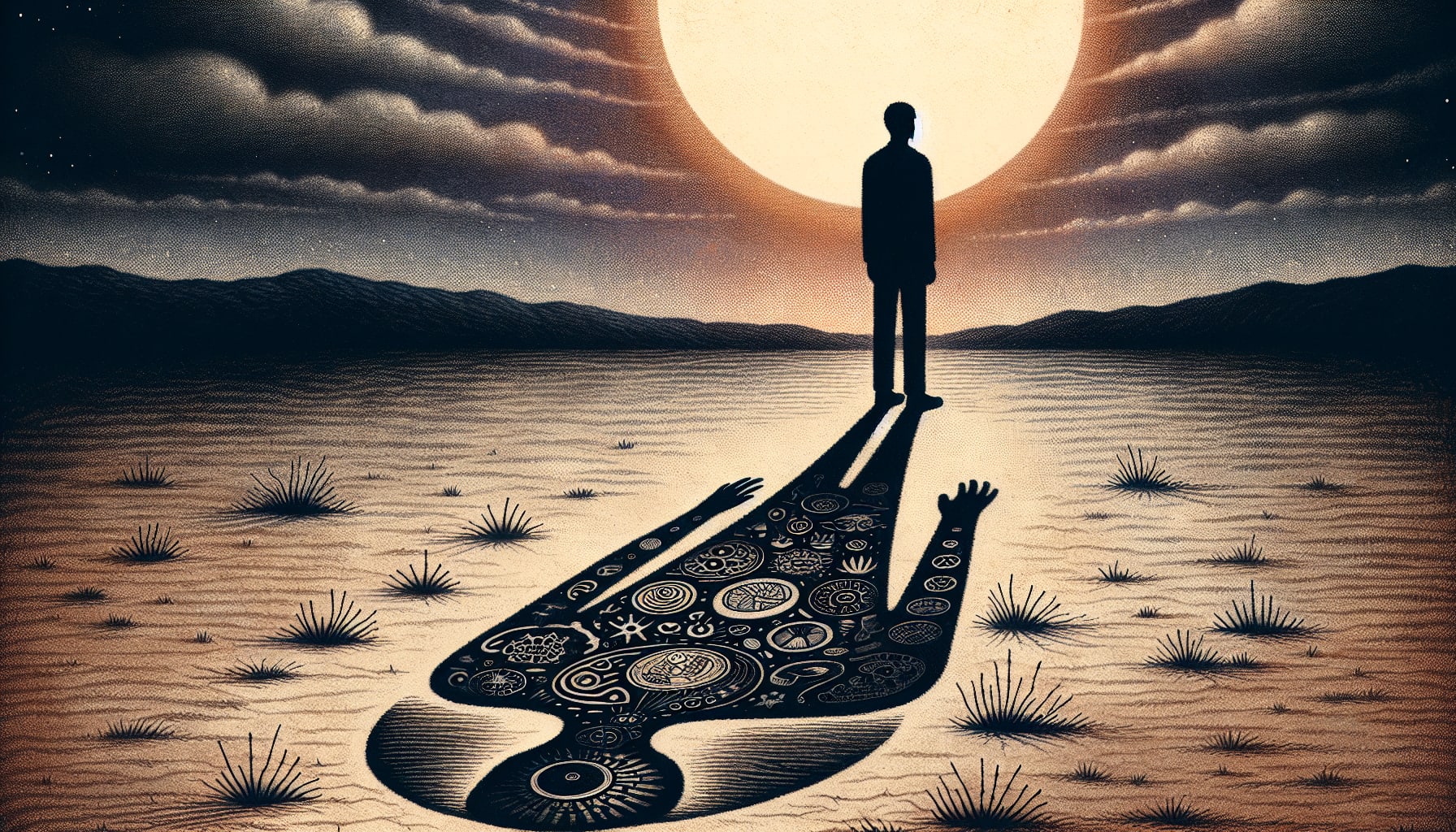 Illustration of a person casting a shadow with hidden and repressed traits
