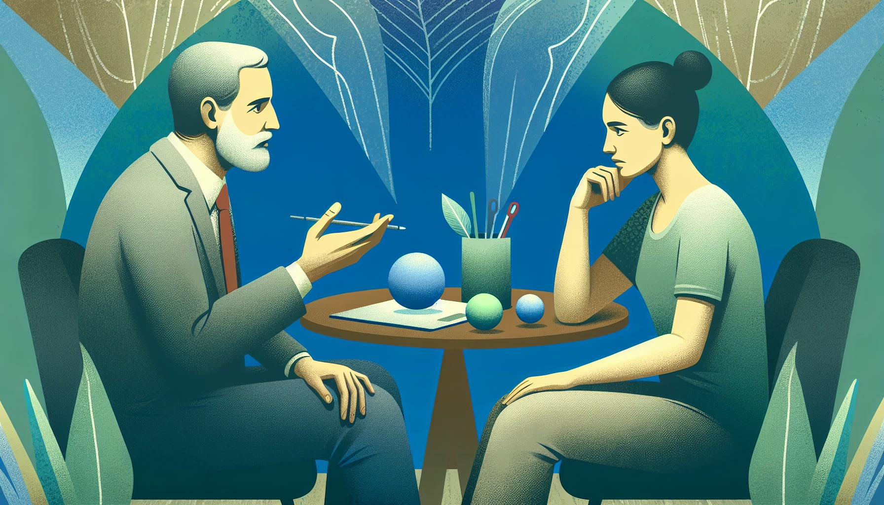 Illustration of cognitive behavioral therapy for anxiety treatment