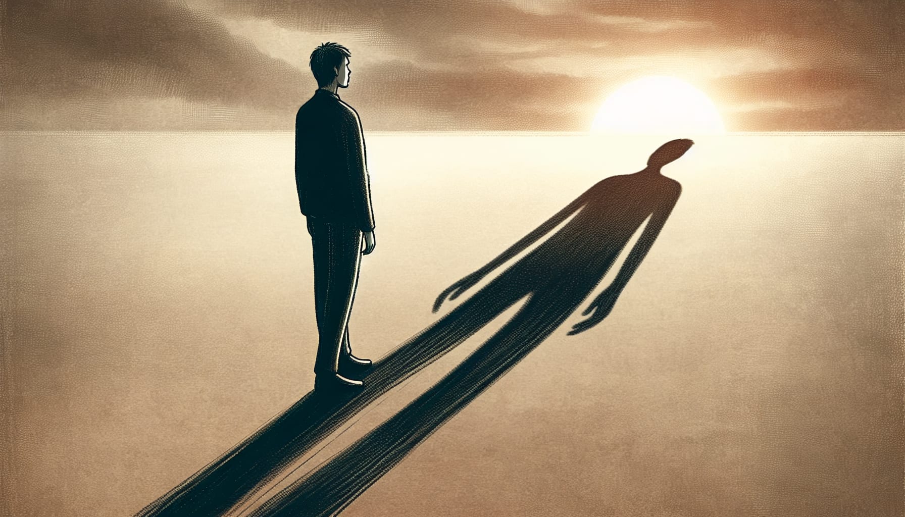 Illustration of a person looking at their own shadow