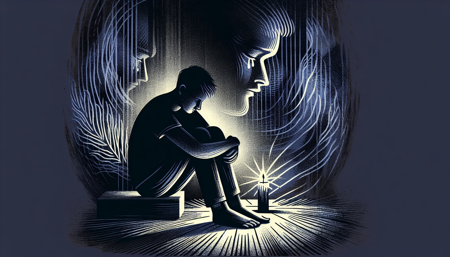 Illustration of a person expressing deep emotional pain