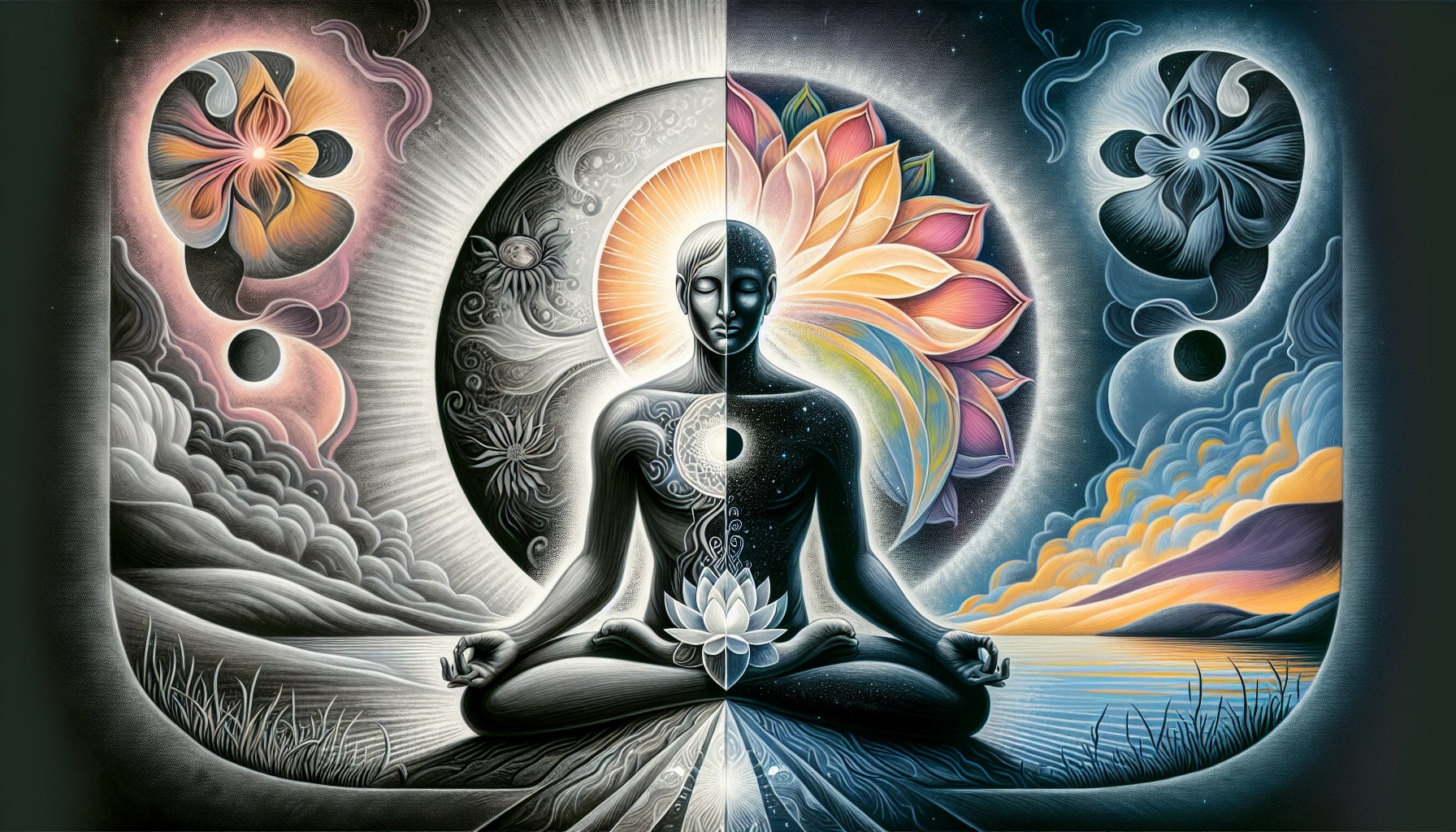 Creative illustration of integrating the shadow self for greater self-awareness