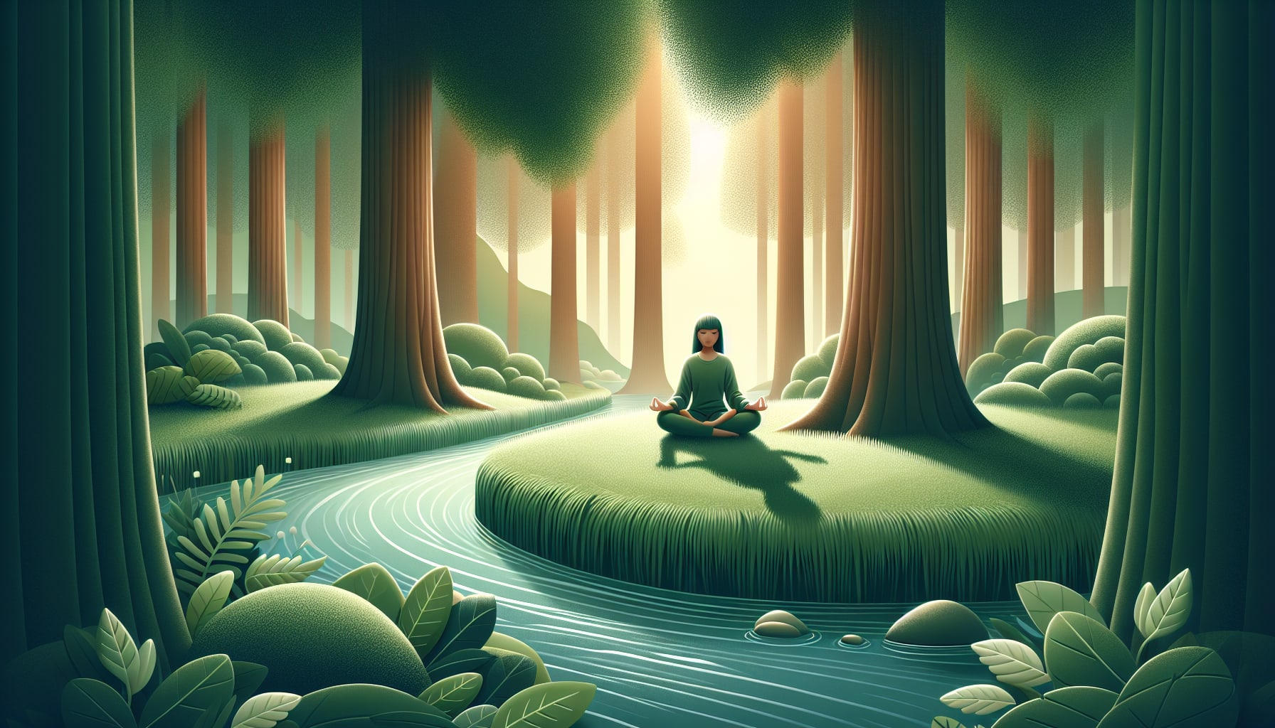 A person practicing mindfulness and meditation in a peaceful setting