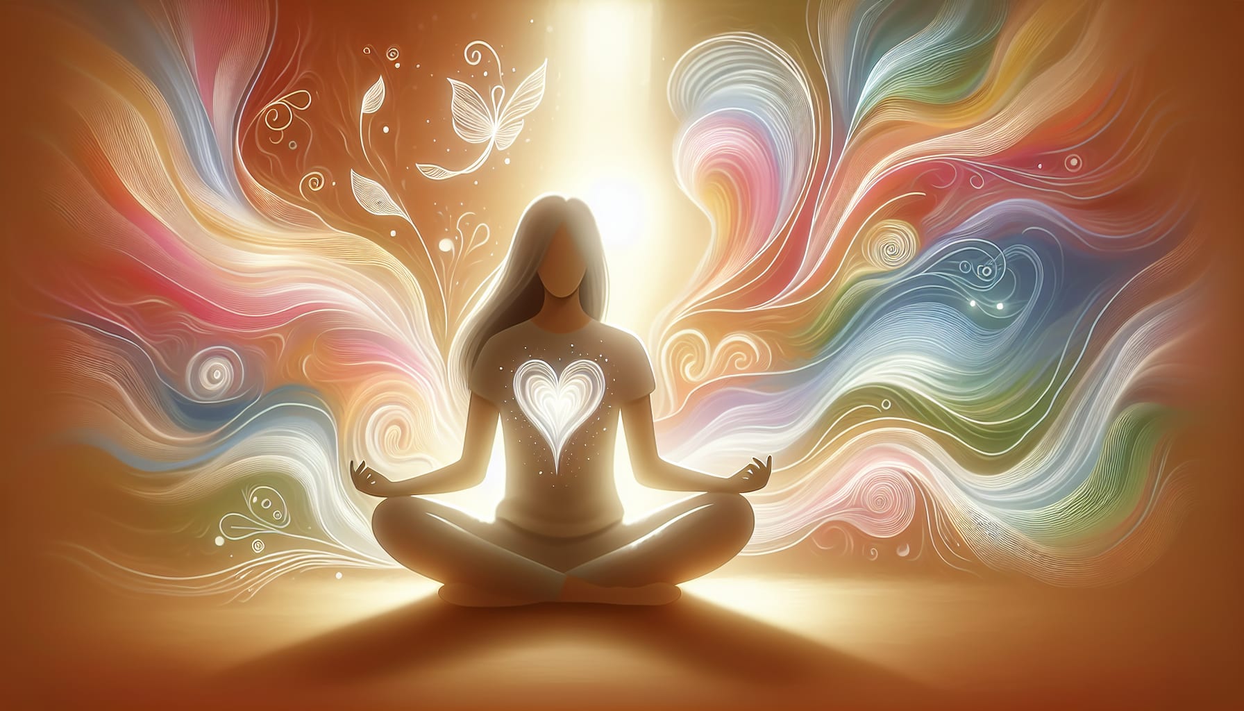 Illustration of a person practicing daily affirmations with loving kindness phrases