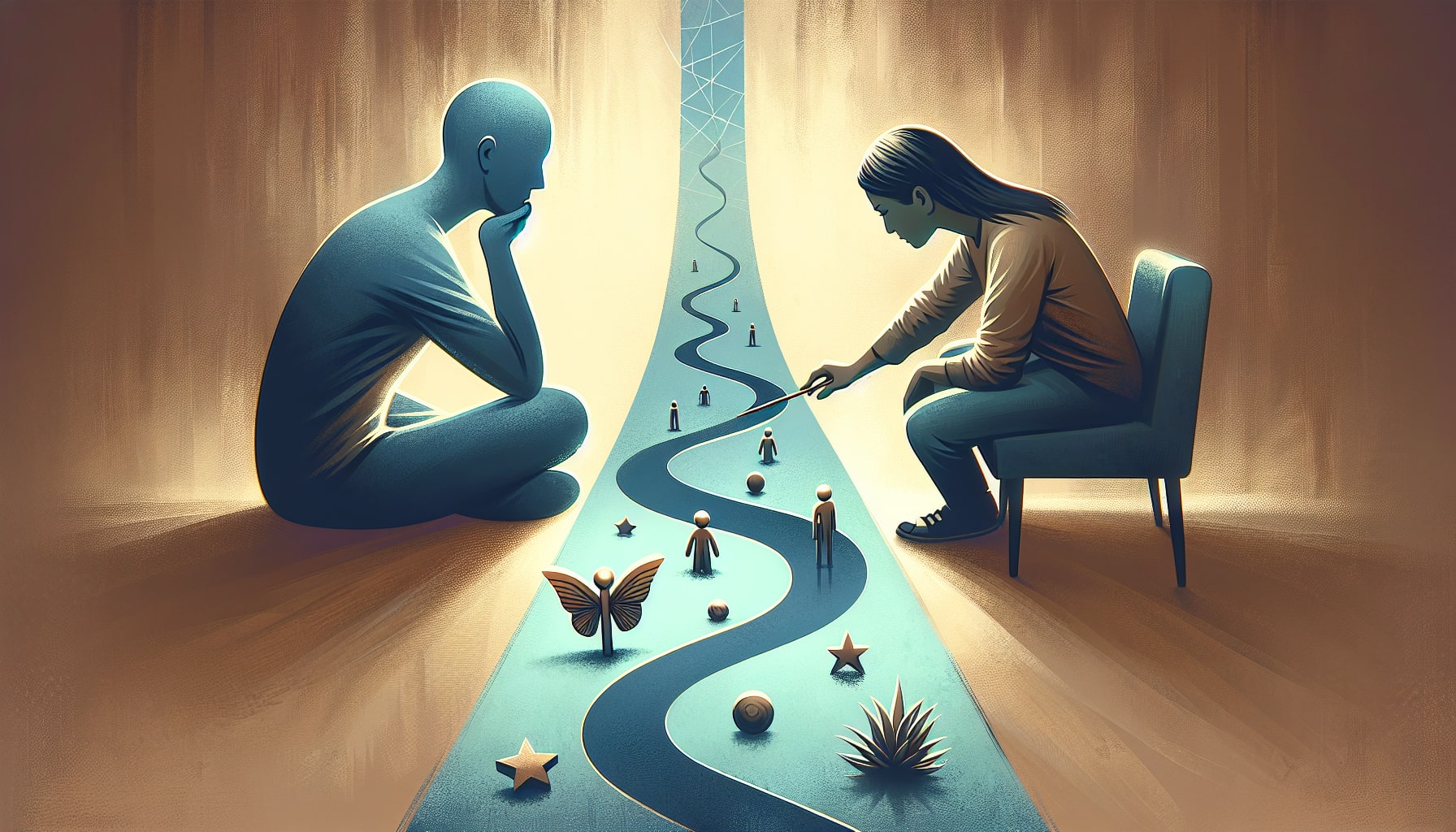 Illustration of a person setting realistic goals in therapy