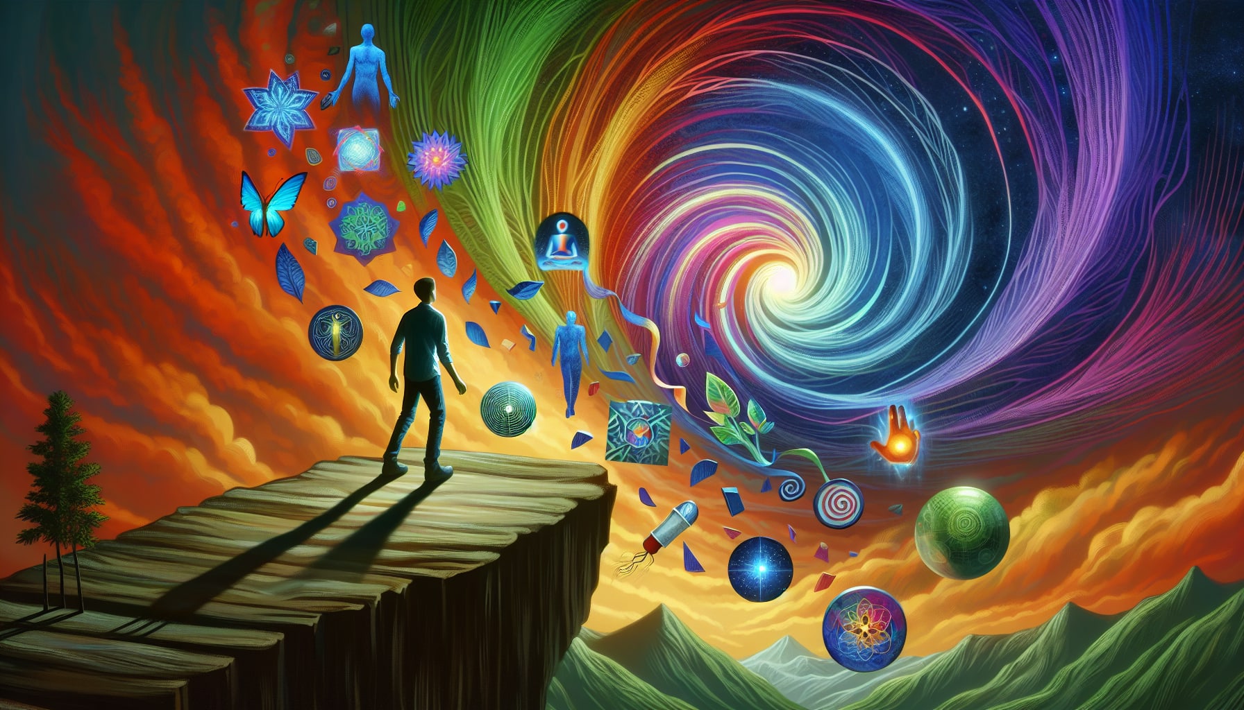 Illustration of integrating psychedelic experiences for personal growth and healing