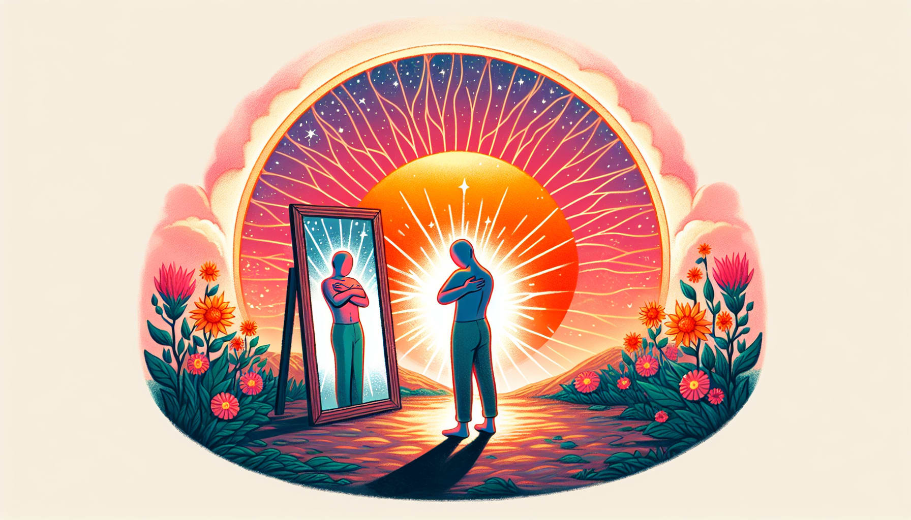 Illustration of a person practicing self-love and personal growth