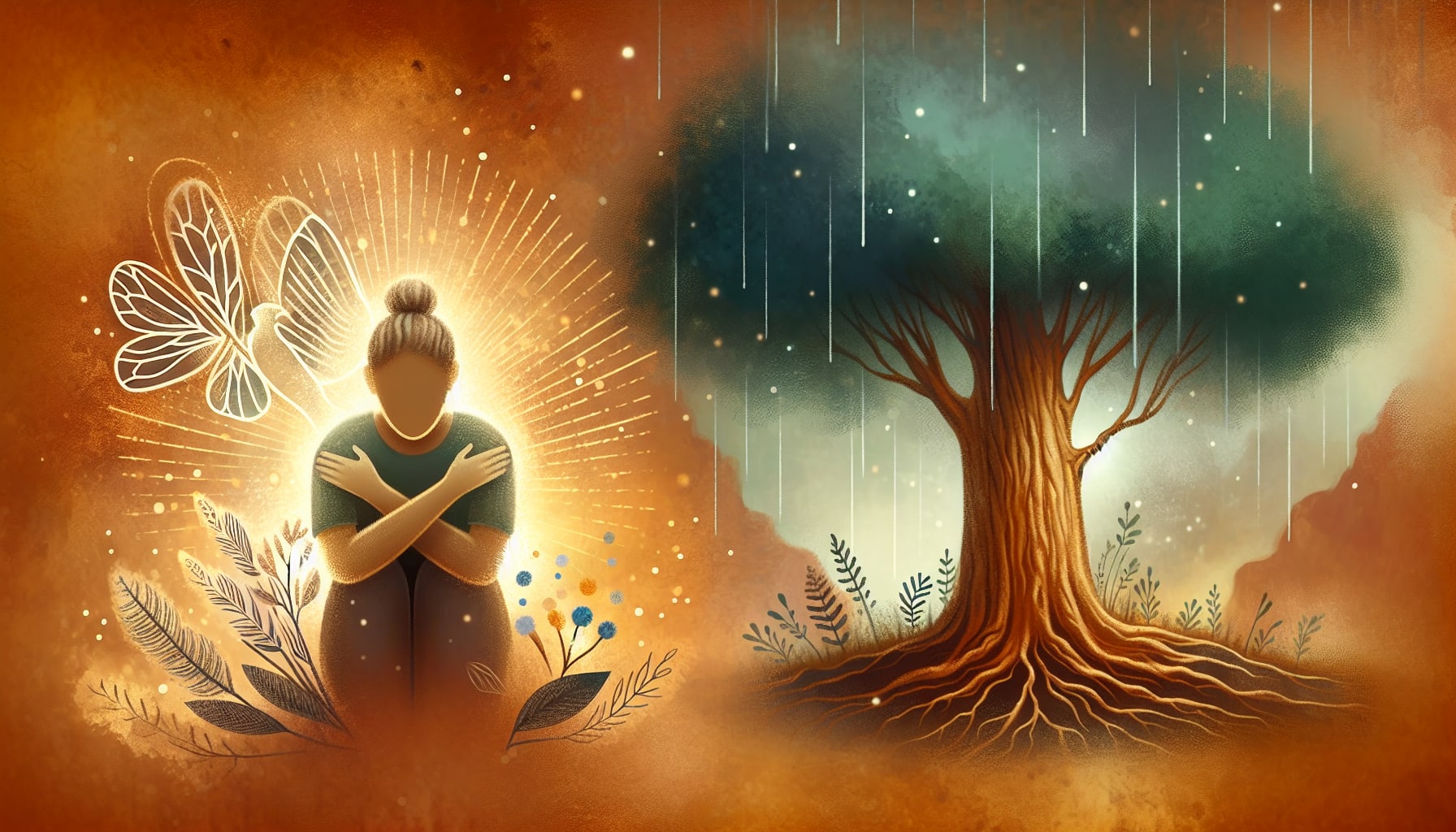 Illustration of self-compassion and nurturing