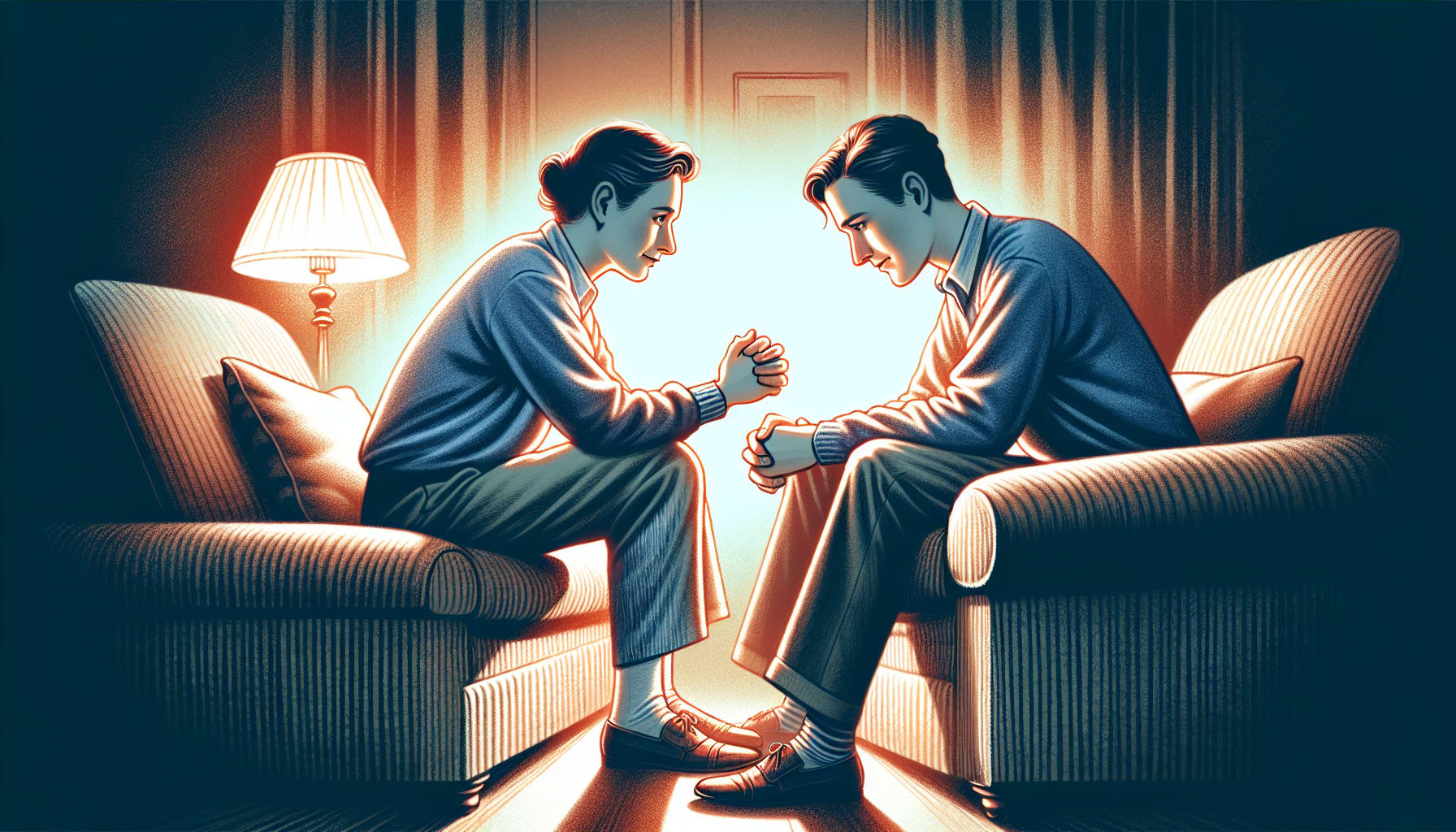 Illustration of a couple enjoying intimate conversation