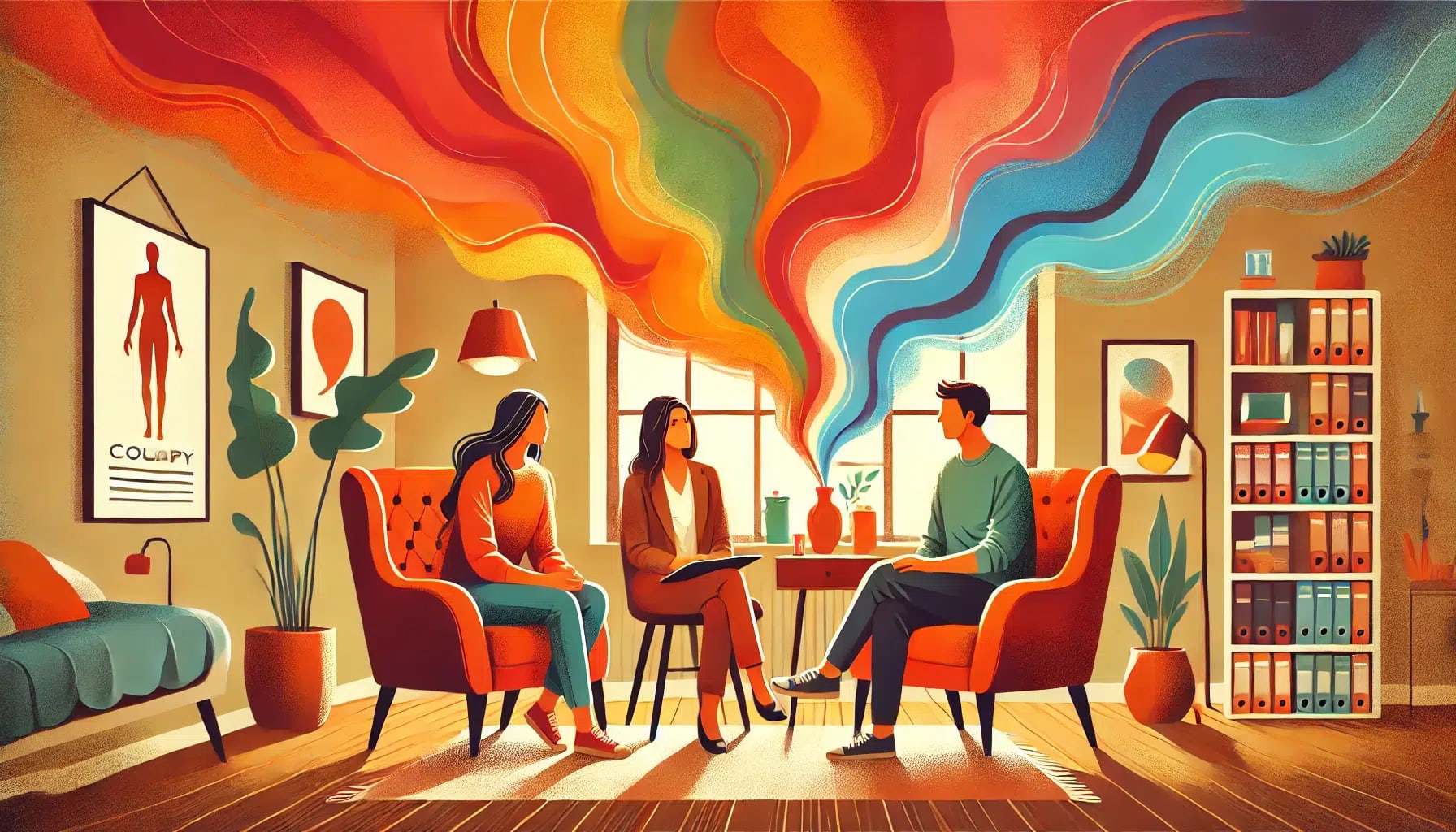 Illustration of a person in a counseling session with a therapist